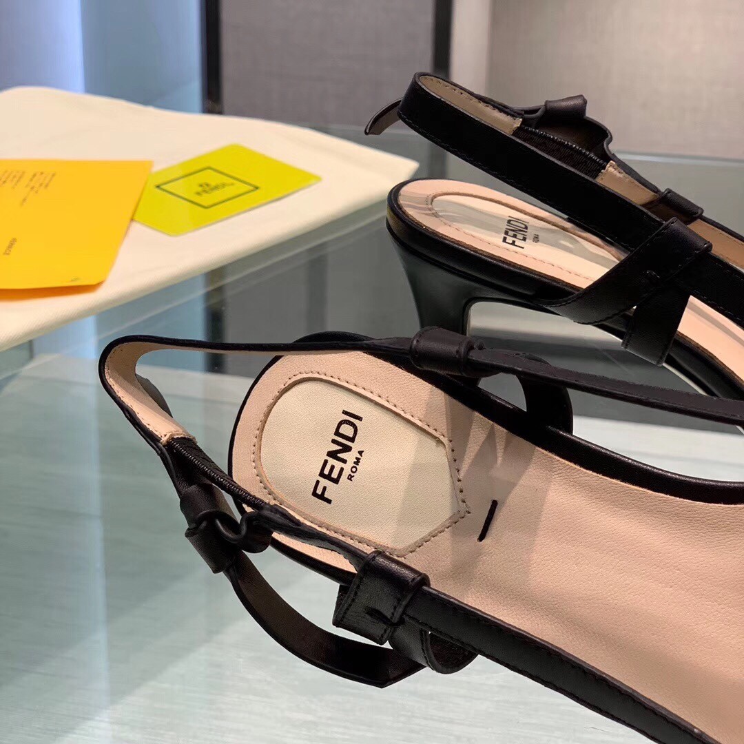 F**di black slingbacks with pointed toe and slender heel