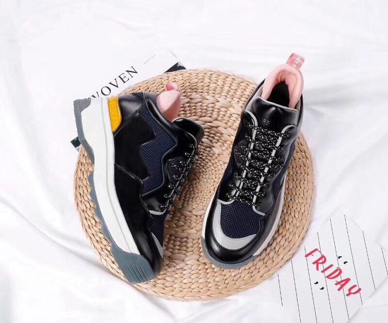 F**di t-rex sneakers in black calfskin and technical