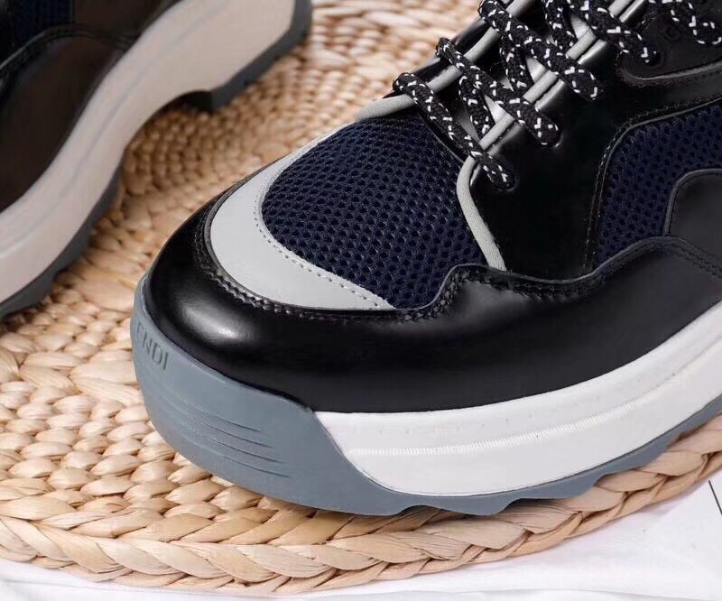 F**di t-rex sneakers in black calfskin and technical