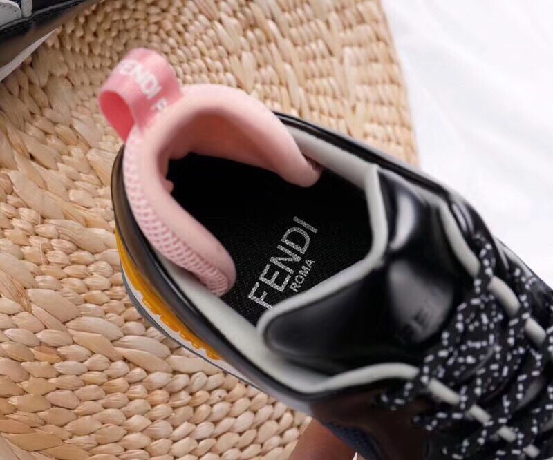 F**di t-rex sneakers in black calfskin and technical