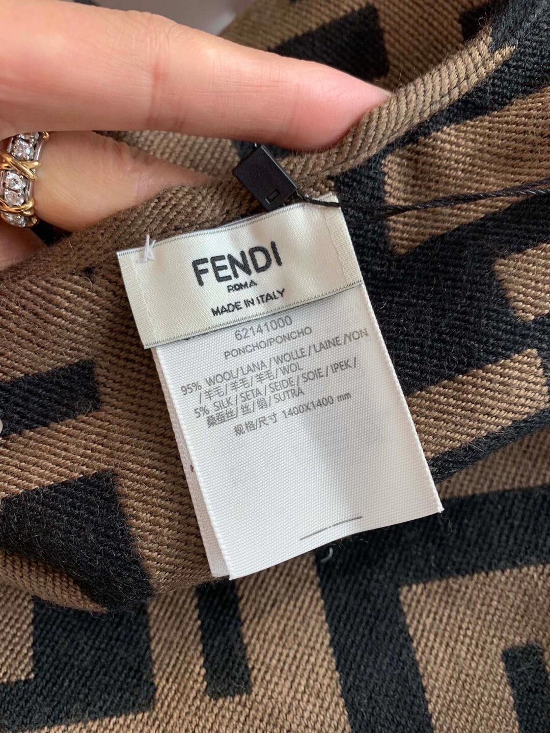 F**di brown large enveloping ff poncho