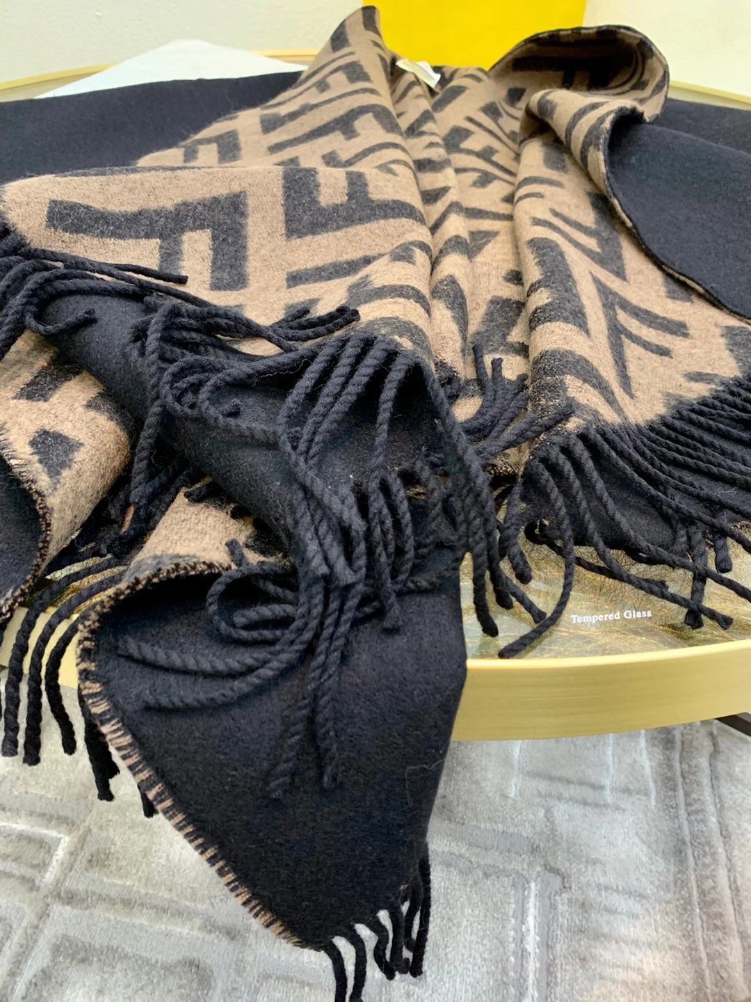 F**di black/brown wool and cashmere poncho