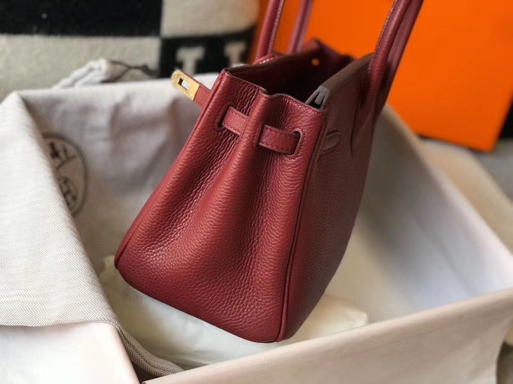H**mes birkin 25cm bag in bordeaux clemence leather