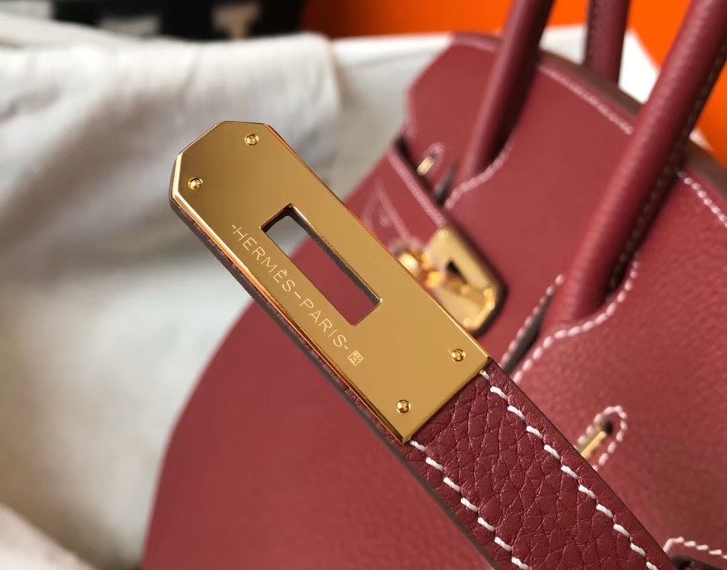 H**mes birkin 25cm bag in bordeaux clemence leather