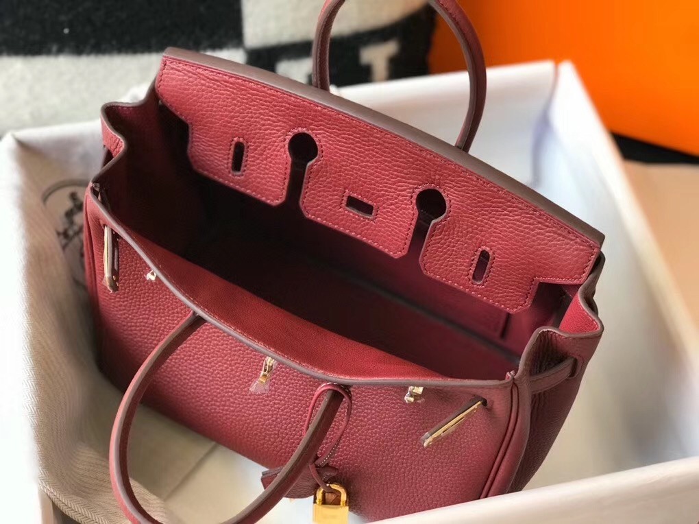 H**mes birkin 25cm bag in bordeaux clemence leather