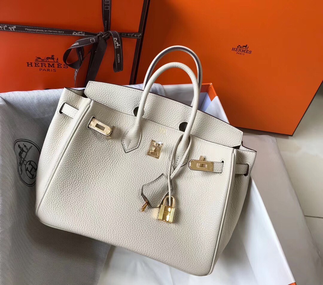 H**mes birkin 25cm bag in beton clemence leather