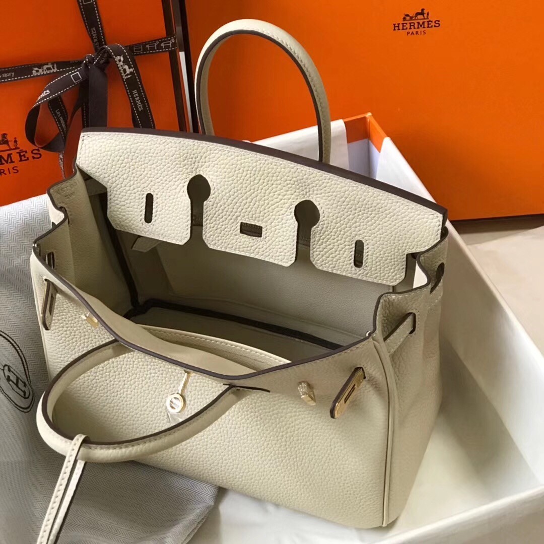 H**mes birkin 25cm bag in beton clemence leather