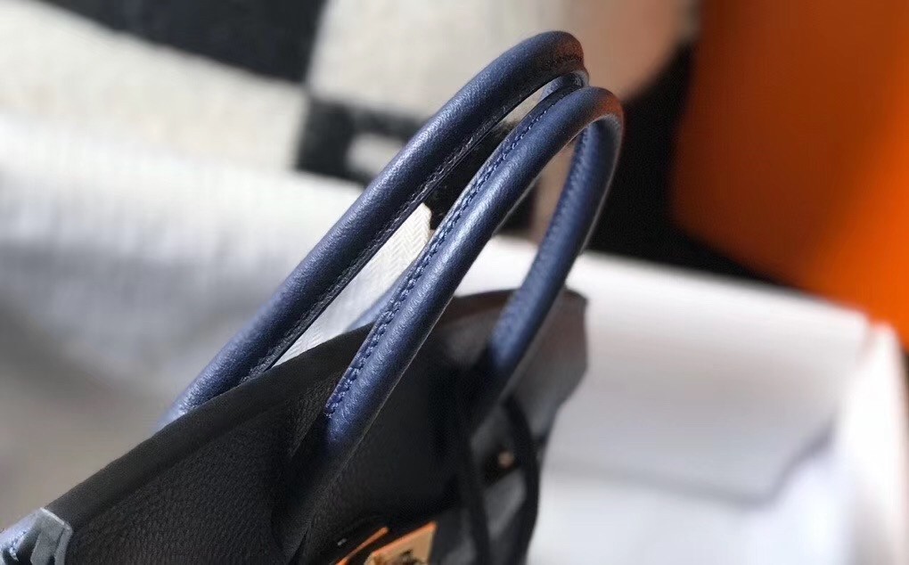 H**mes birkin 25cm bag in navy blue clemence leather