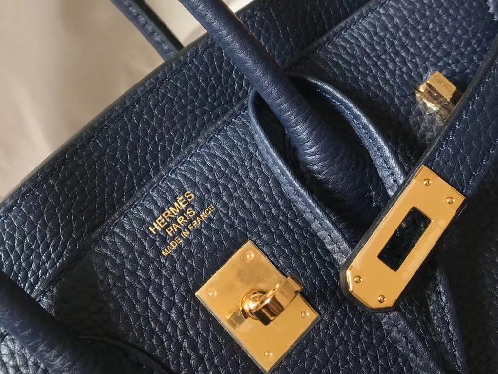 H**mes birkin 25cm bag in navy blue clemence leather