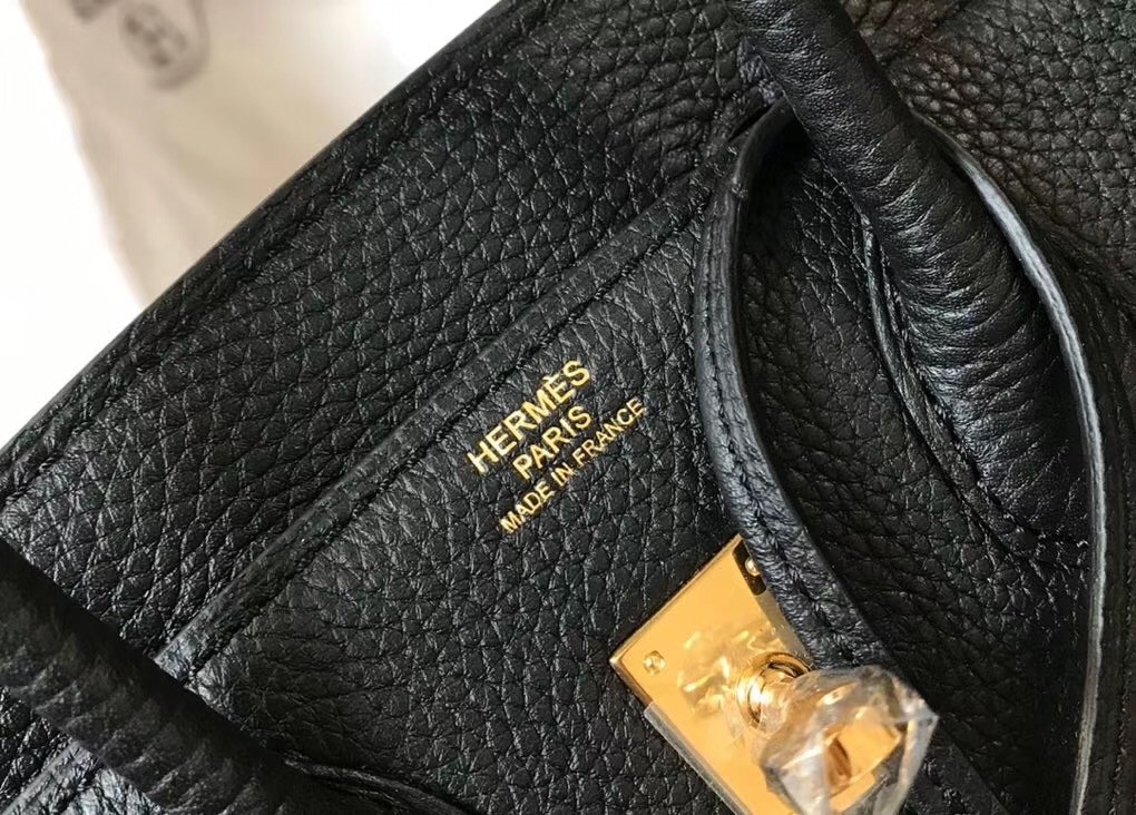 H**mes birkin 25cm bag in black clemence leather