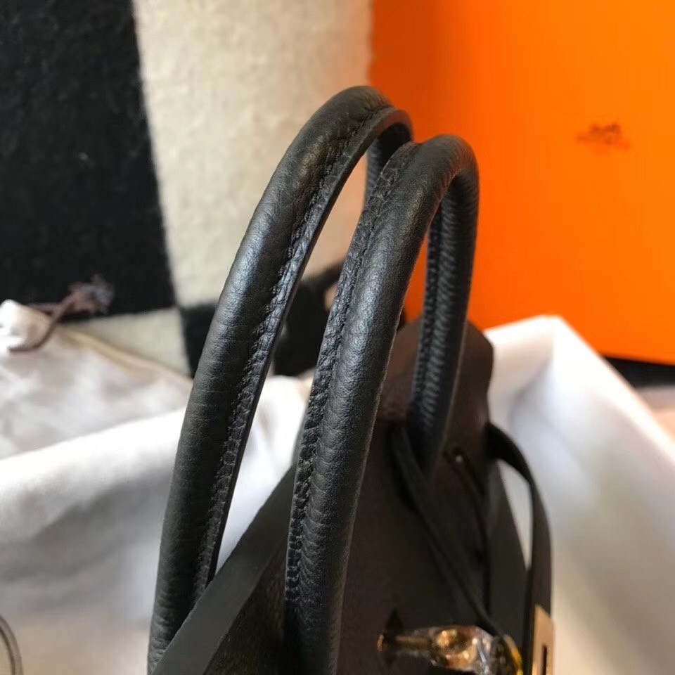 H**mes birkin 25cm bag in black clemence leather