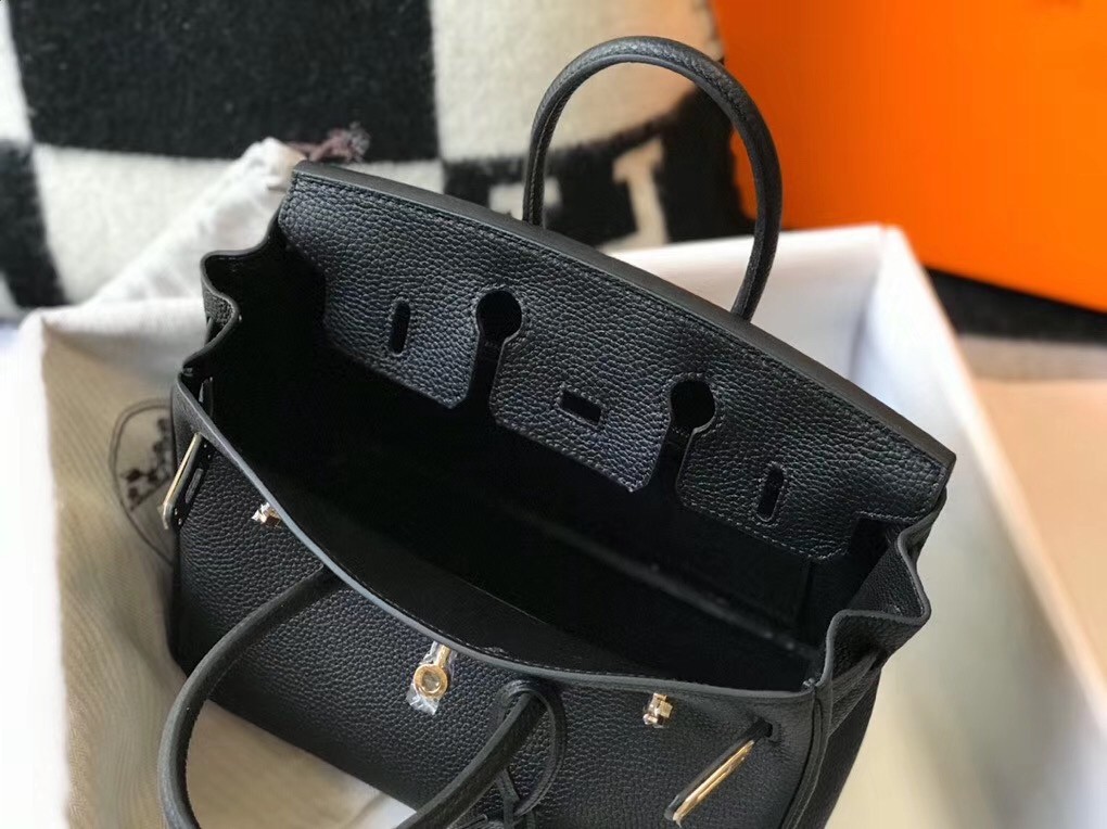 H**mes birkin 25cm bag in black clemence leather