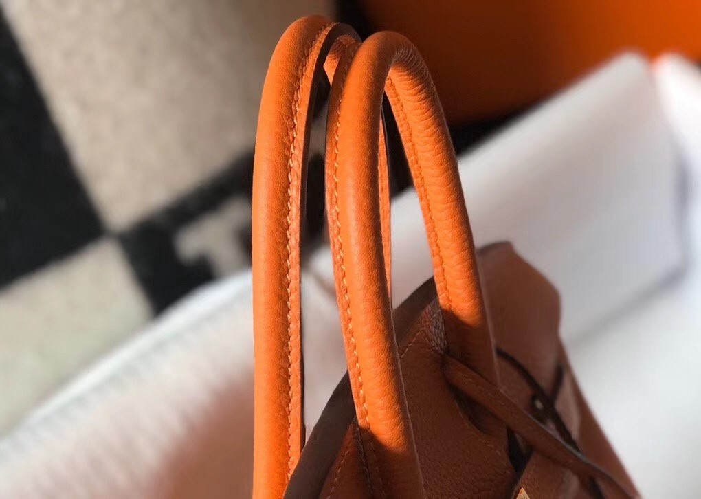 H**mes birkin 25cm bag in orange clemence leather