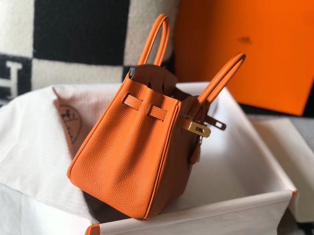 H**mes birkin 25cm bag in orange clemence leather