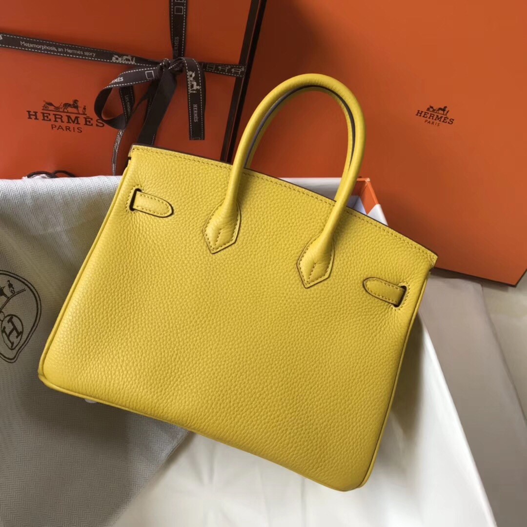 H**mes birkin 25cm bag in soleil clemence leather