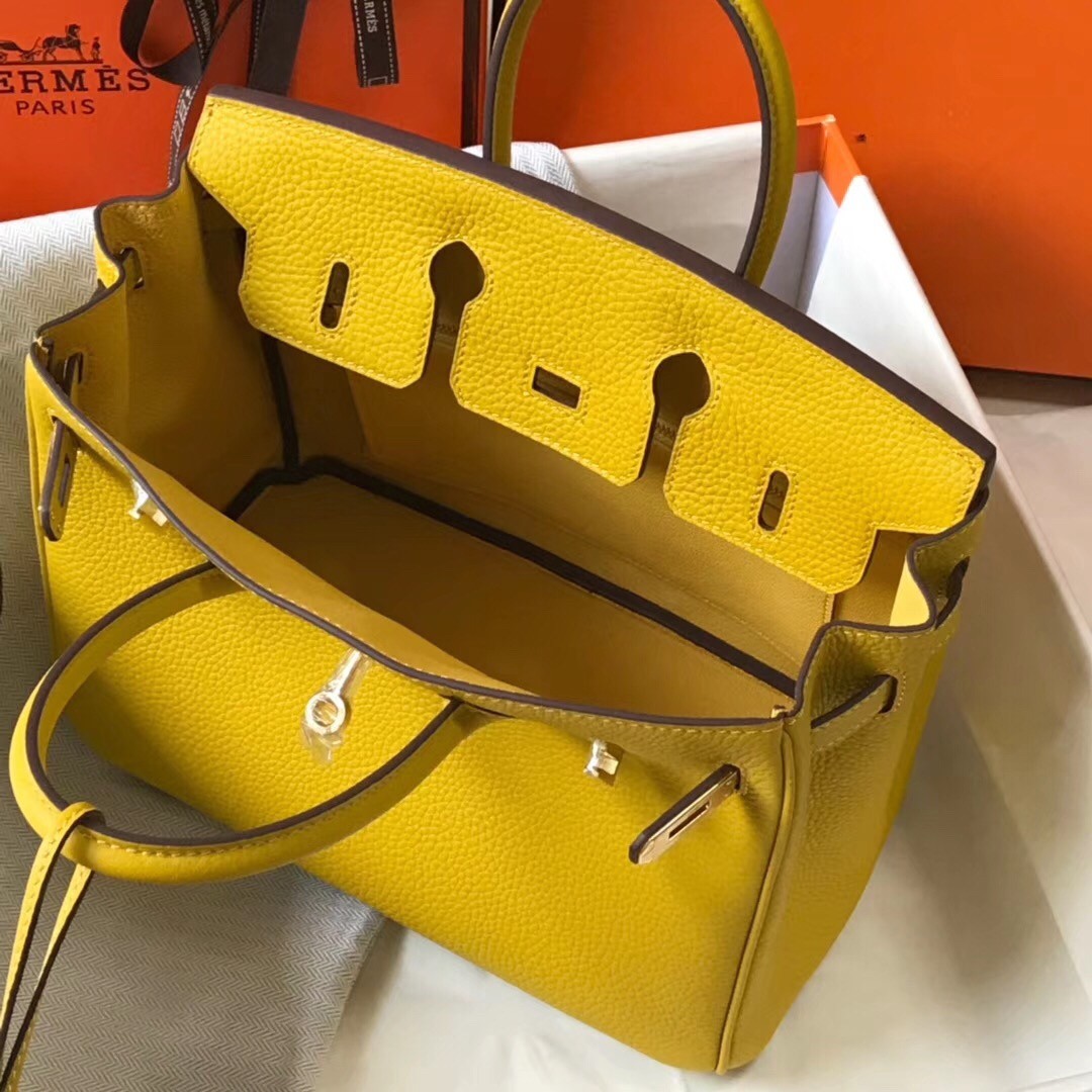 H**mes birkin 25cm bag in soleil clemence leather