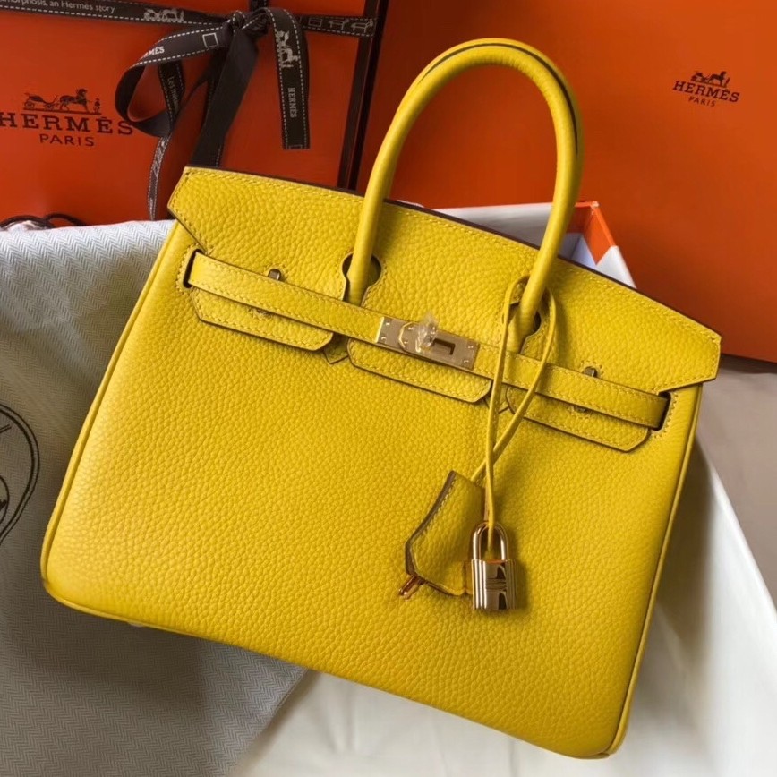 H**mes birkin 25cm bag in soleil clemence leather