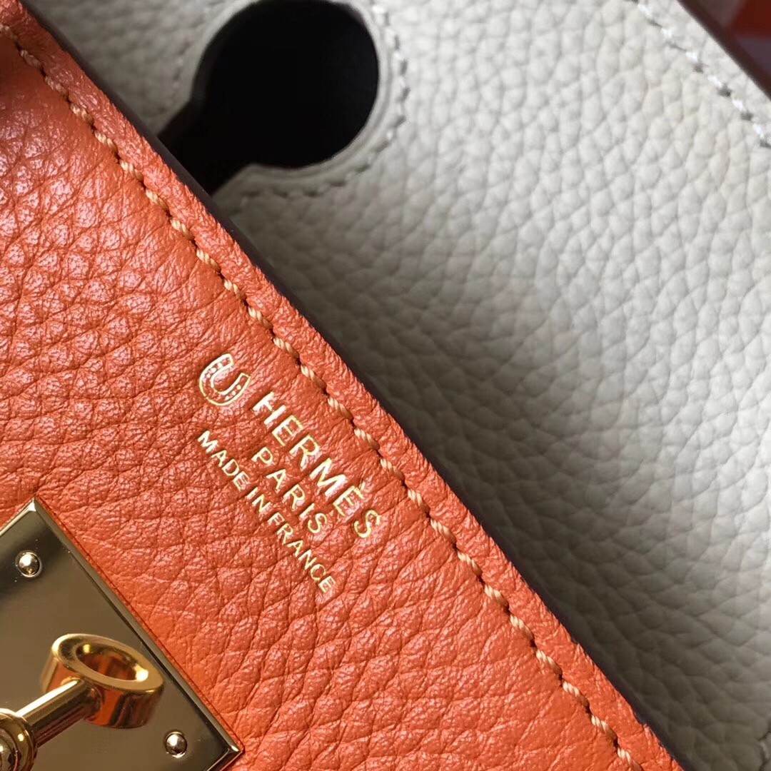 H**mes tri-color birkin 30cm bag in orange/white/black clemence leather