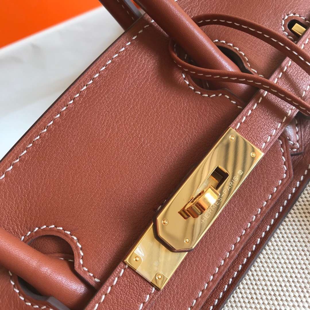 H**mes birkin 30cm bag in canvas with barenia leather