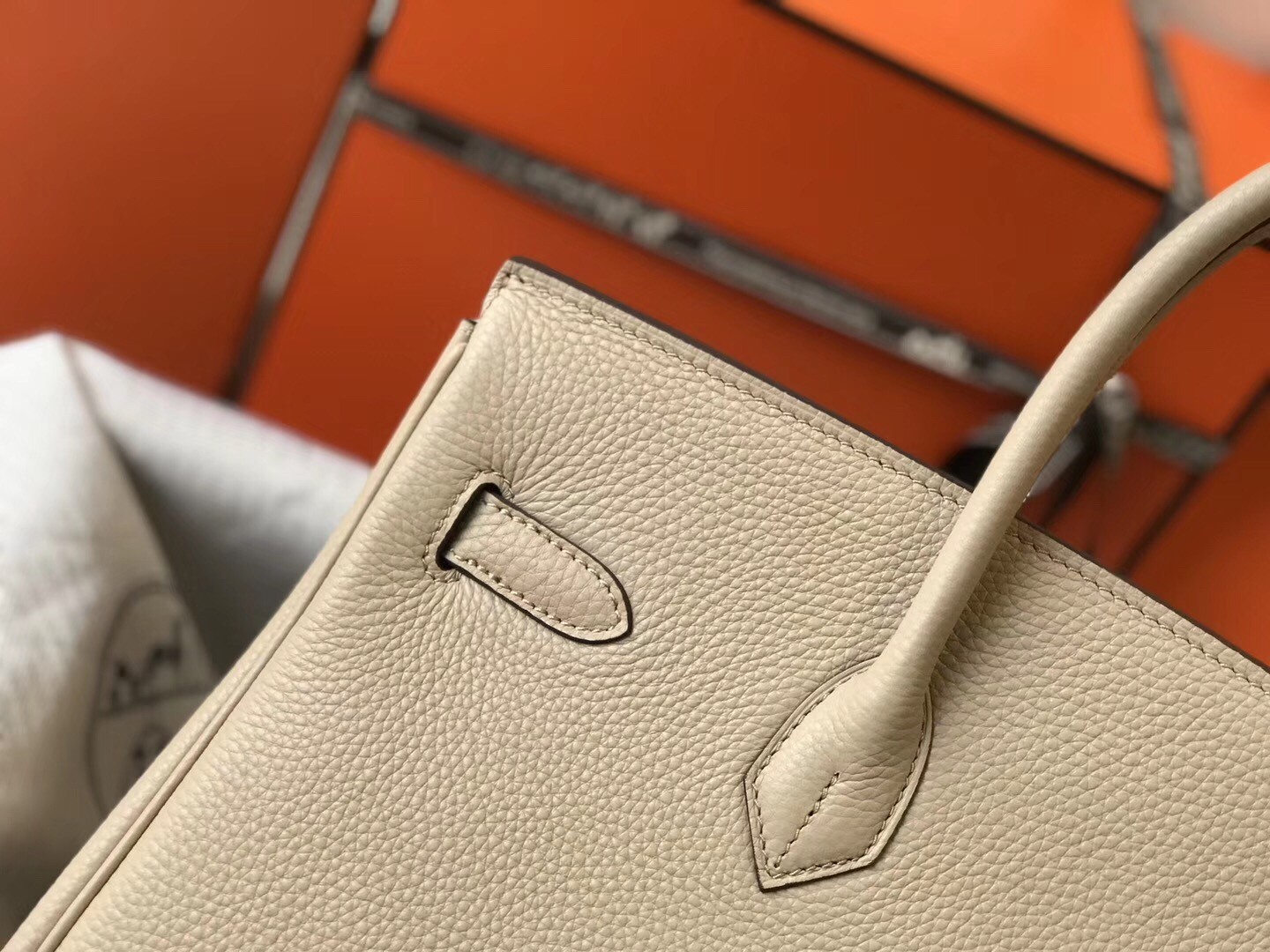 H**mes birkin 30cm bag in argile clemence leather