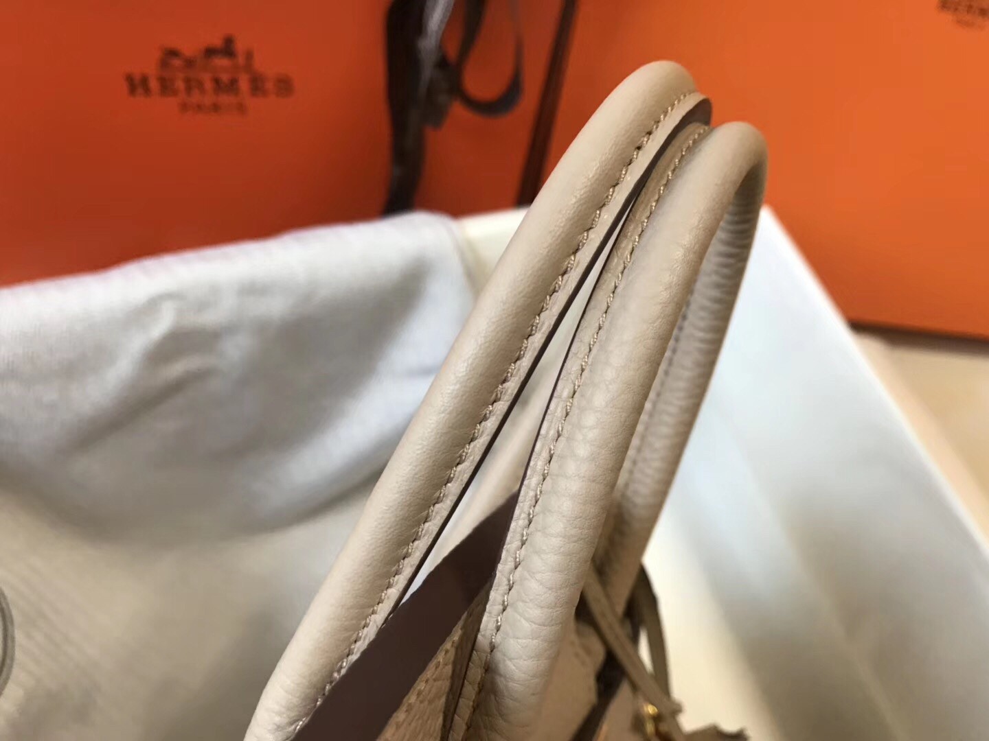 H**mes birkin 30cm bag in argile clemence leather