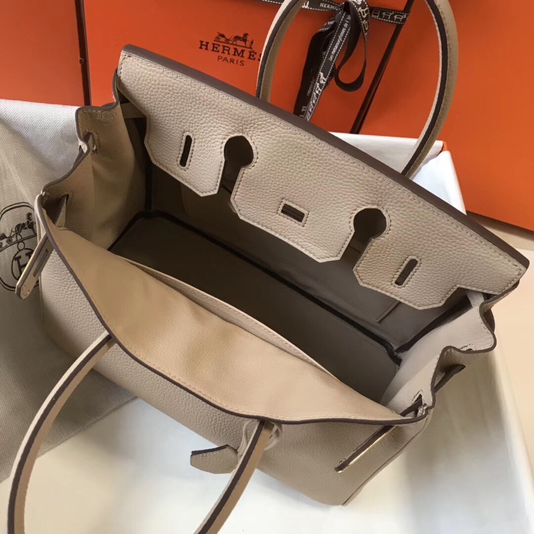 H**mes birkin 30cm bag in argile clemence leather