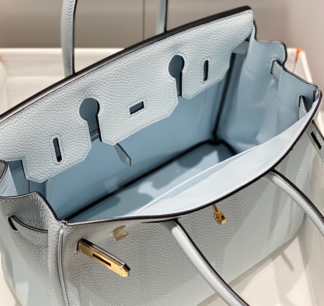 H**mes birkin 30cm bag in blue brume clemence leather ghw