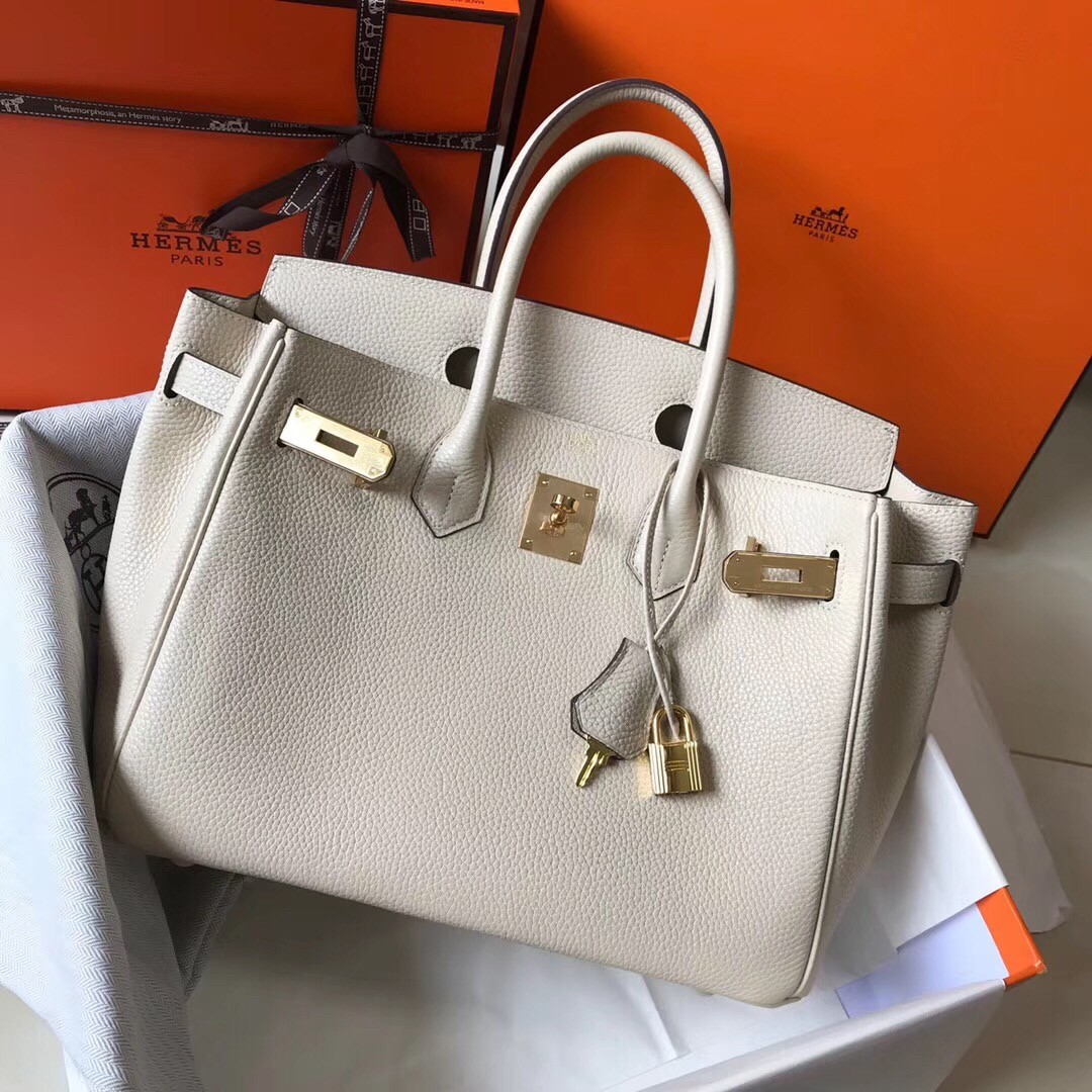 H**mes birkin 30cm bag in beton clemence leather