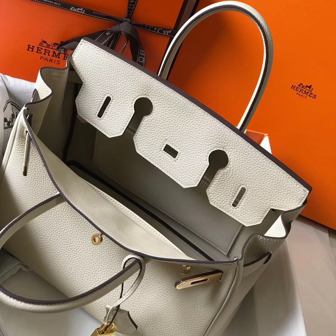 H**mes birkin 30cm bag in beton clemence leather