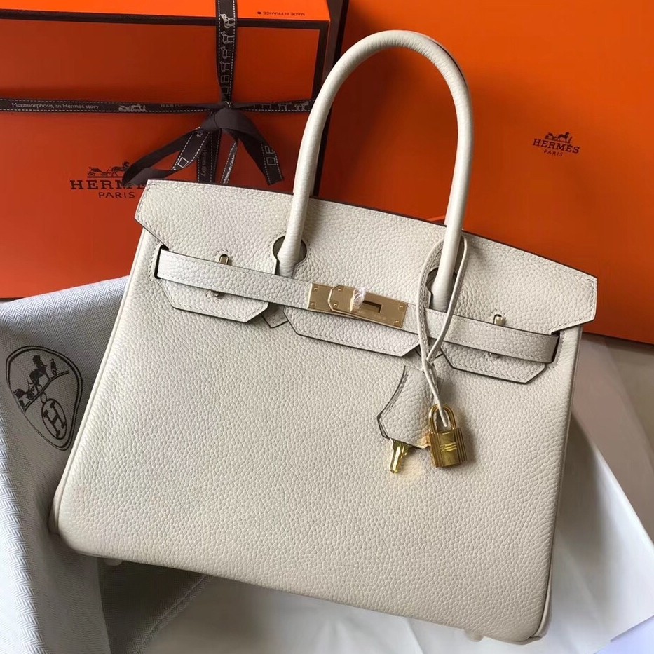 H**mes birkin 30cm bag in beton clemence leather