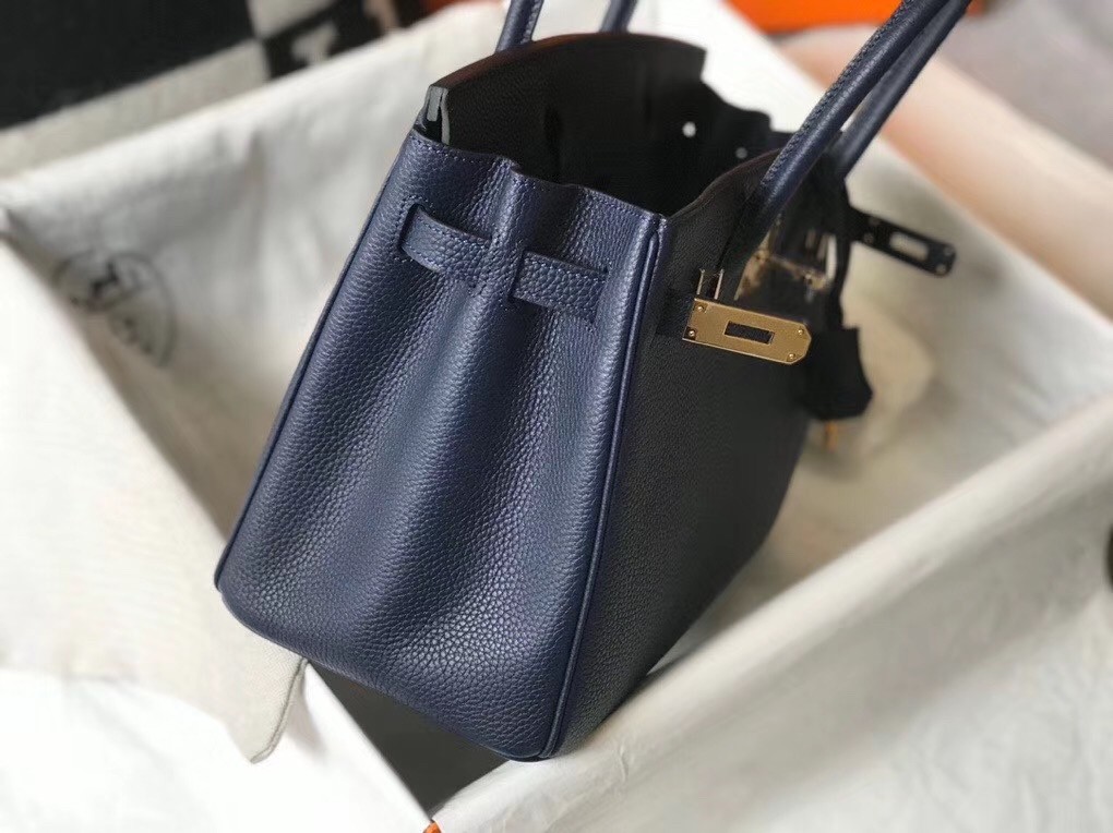 H**mes birkin 30cm bag in dark blue clemence leather