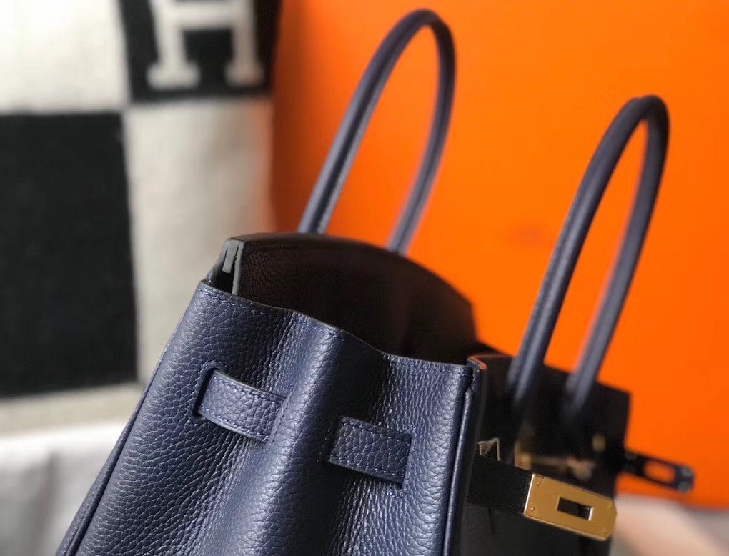 H**mes birkin 30cm bag in dark blue clemence leather