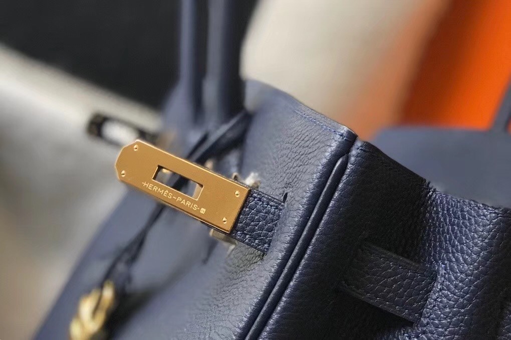 H**mes birkin 30cm bag in dark blue clemence leather