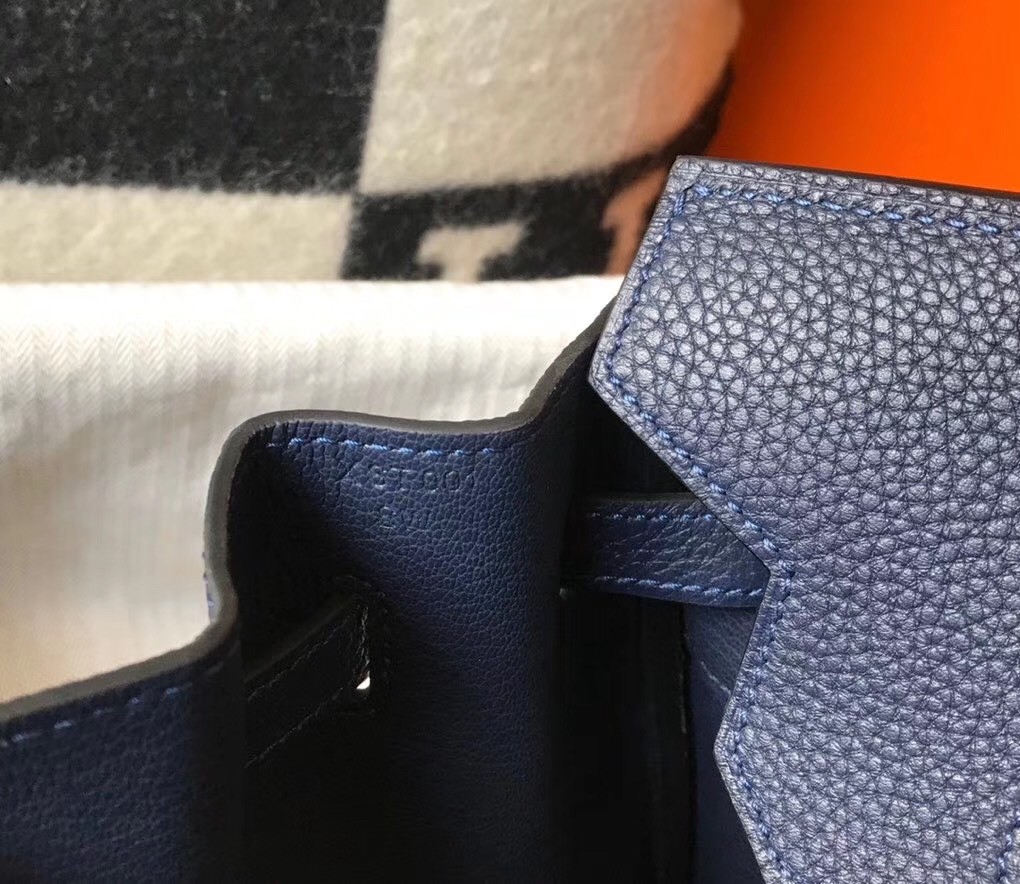 H**mes birkin 30cm bag in dark blue clemence leather