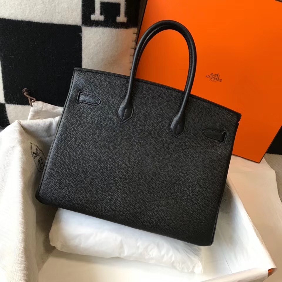 H**mes birkin 30cm bag in black clemence leather