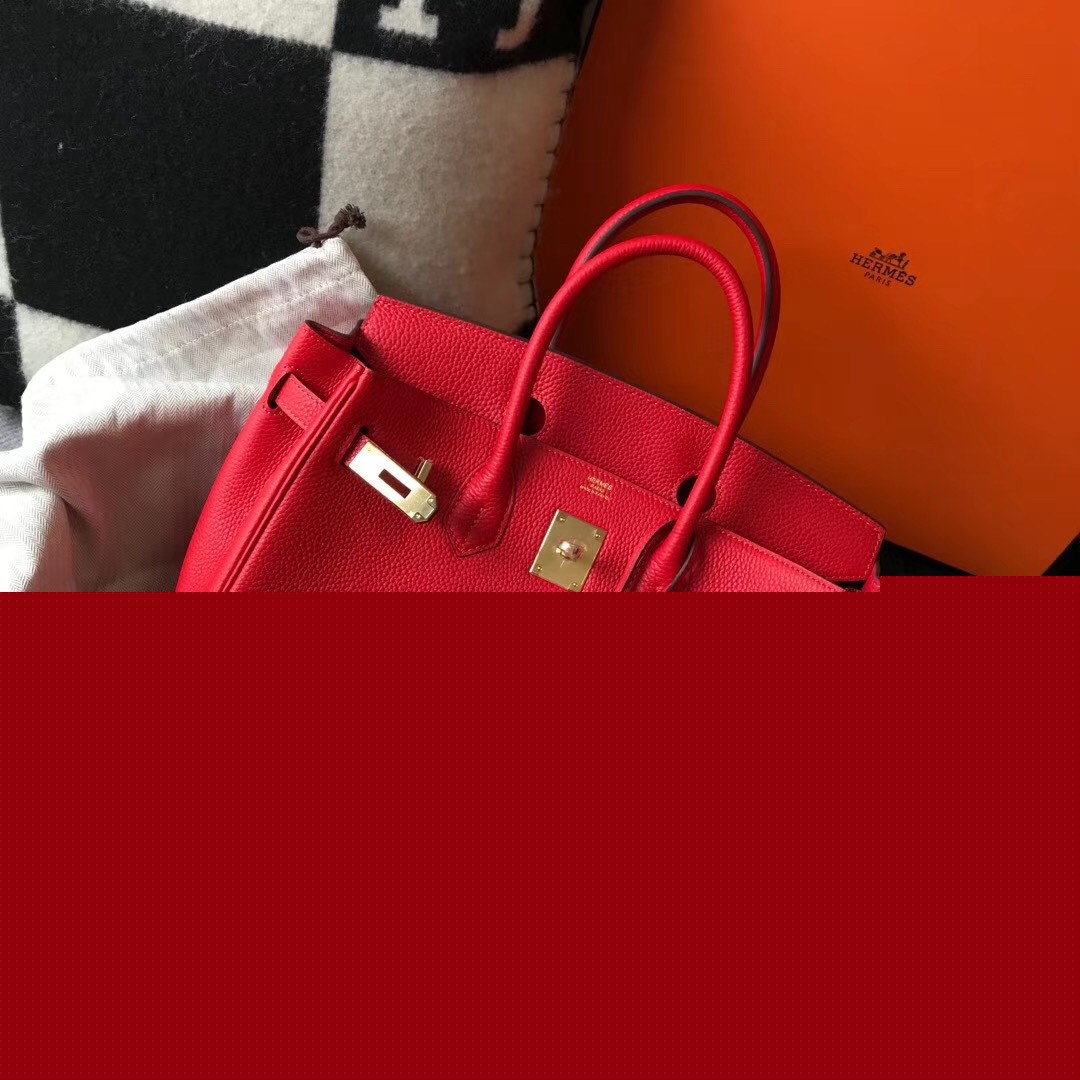 H**mes birkin 30cm bag in red clemence leather