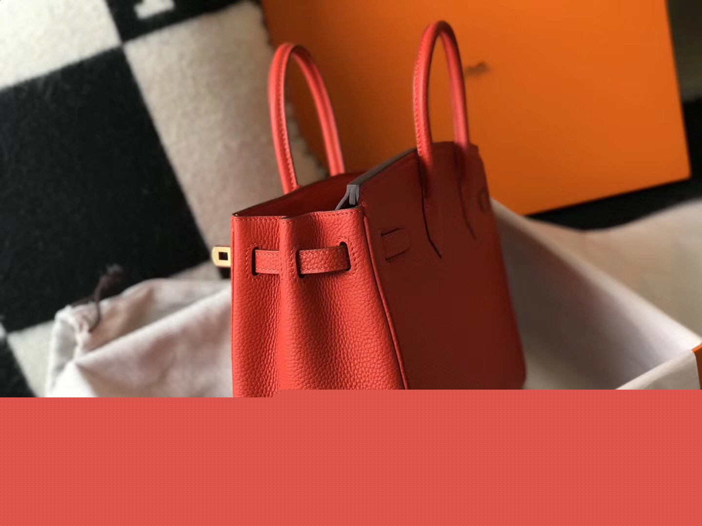 H**mes birkin 30cm bag in red clemence leather