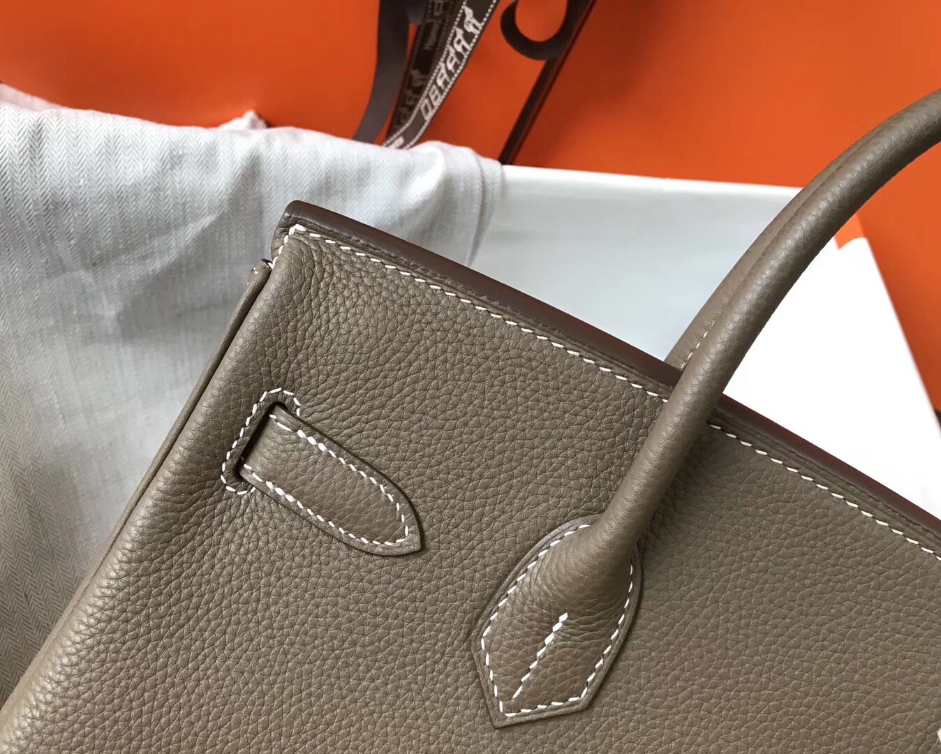 H**mes birkin 30cm bag in taupe clemence leather
