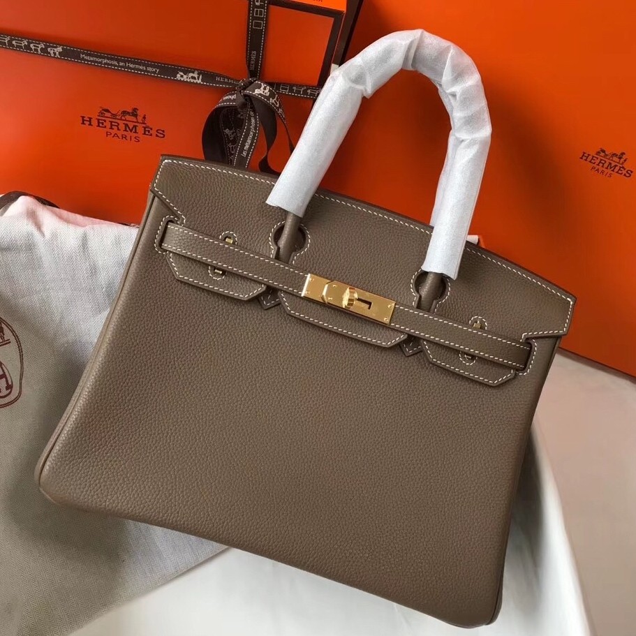 H**mes birkin 30cm bag in taupe clemence leather