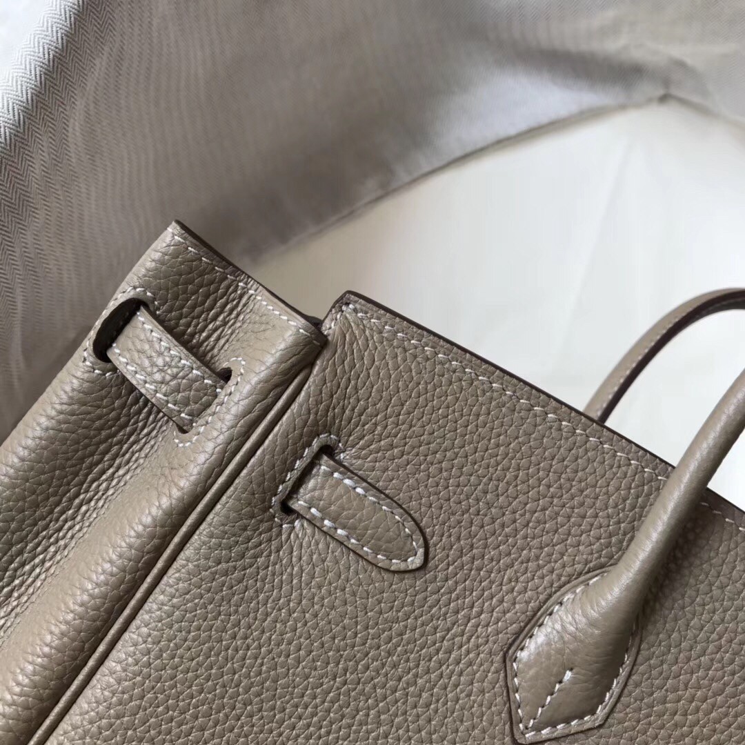 H**mes birkin 30cm bag in tourterelle clemence leather
