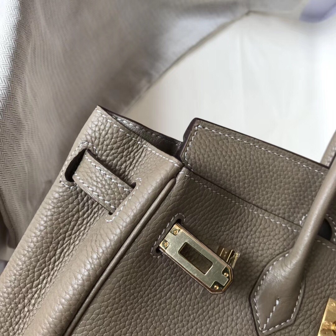 H**mes birkin 30cm bag in tourterelle clemence leather