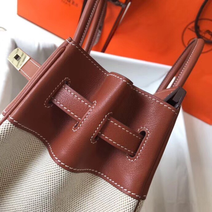 H**mes birkin 35cm bag in canvas with barenia leather