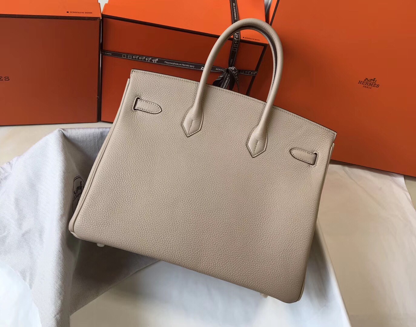 H**mes birkin 35cm bag in argile clemence leather