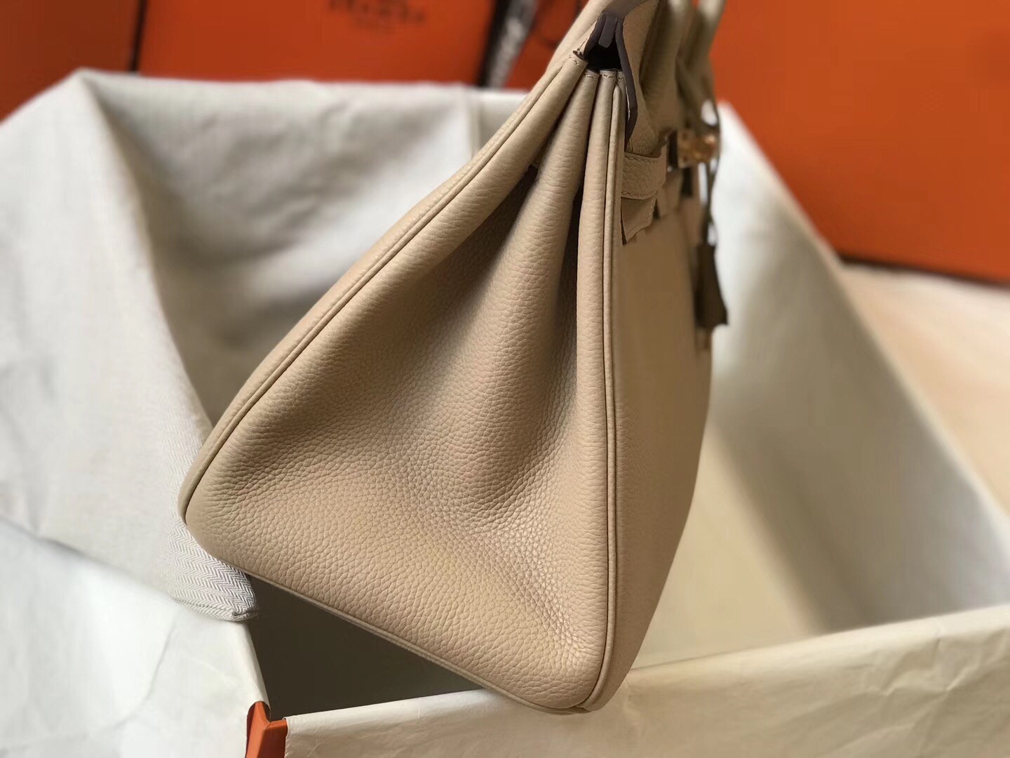 H**mes birkin 35cm bag in argile clemence leather