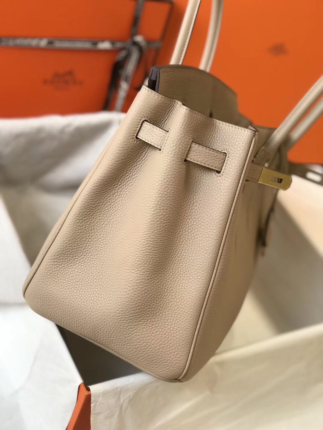 H**mes birkin 35cm bag in argile clemence leather