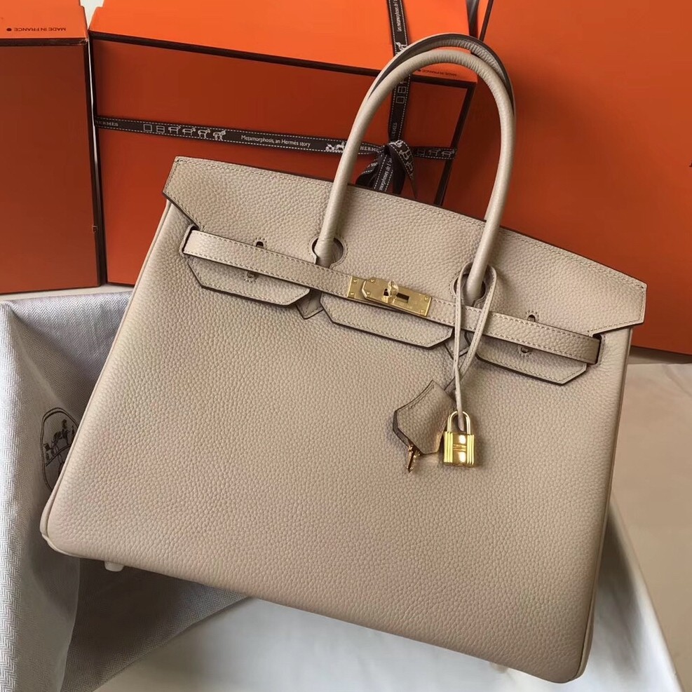 H**mes birkin 35cm bag in argile clemence leather