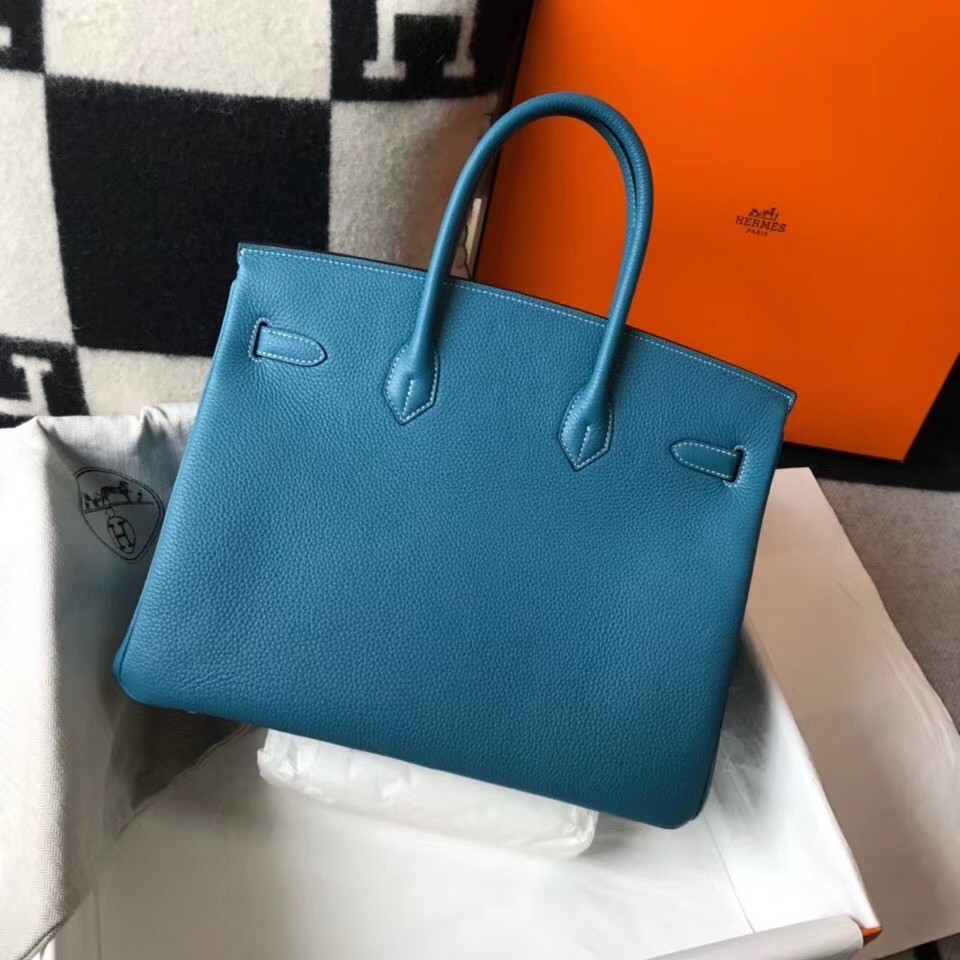 H**mes blue jean clemence birkin 35cm bag