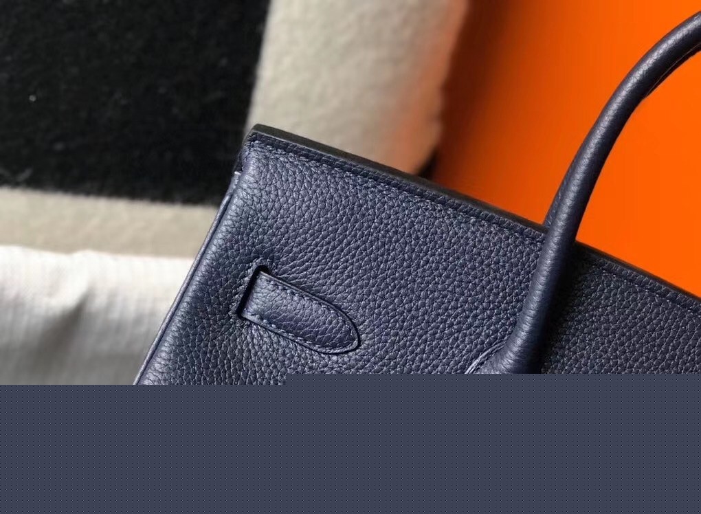 H**mes birkin 35cm bag in navy blue clemence leather