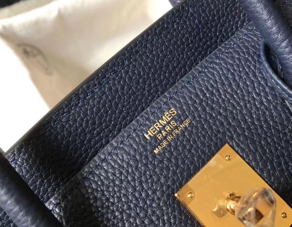 H**mes birkin 35cm bag in navy blue clemence leather