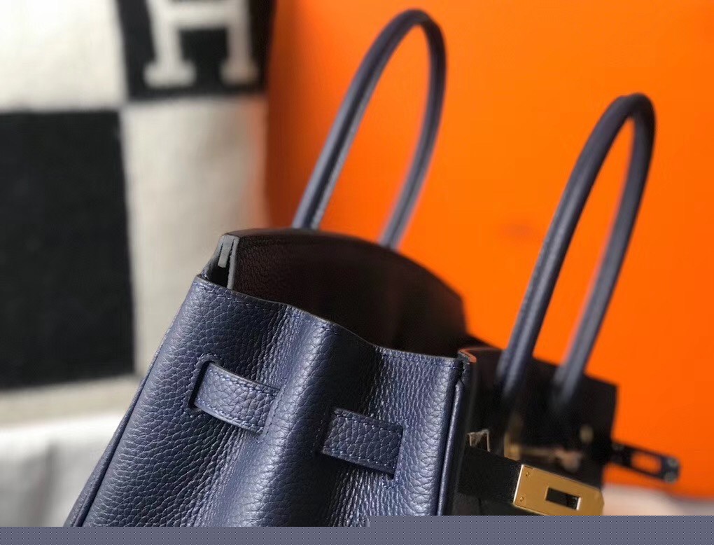 H**mes birkin 35cm bag in navy blue clemence leather